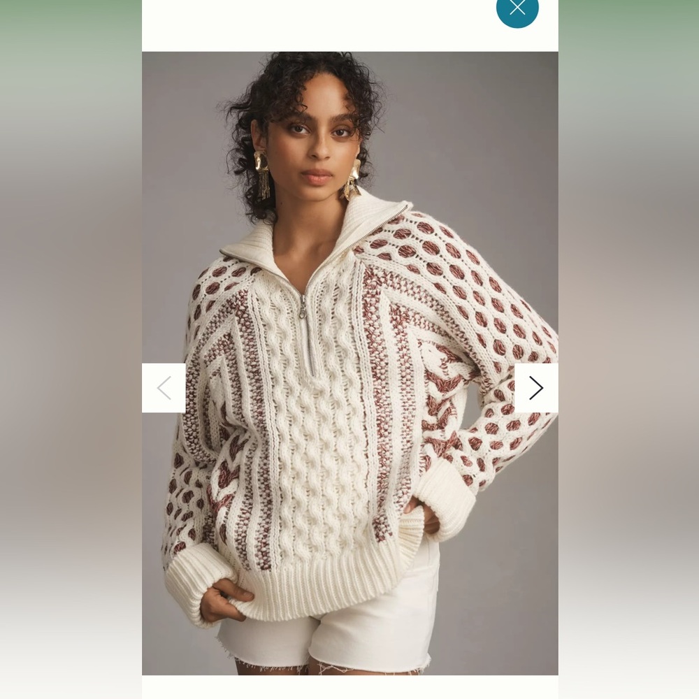 Pilcro Cream and Purple Sweater Cardigan